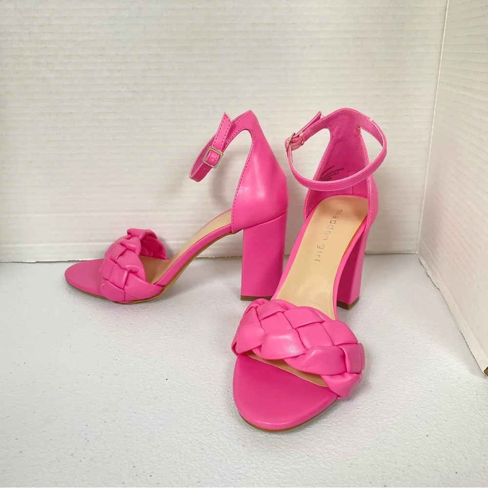Madden Girl Barbi Sandals Women’s 6.5M Fuchsia Pink Block Heel Open Toe NWOT - Picture 4 of 8